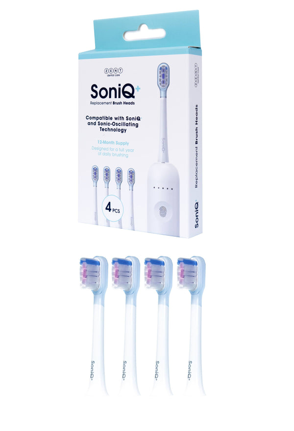 ZENT SoniQ+ Austauschbare Aufsätze für die Schallrotationszahnbürste – 4er-Set für 12 Monate