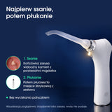 TonsilCare: najpierw zasysanie widocznego kamienia, potem osobne płukanie strzykawką z zestawu.